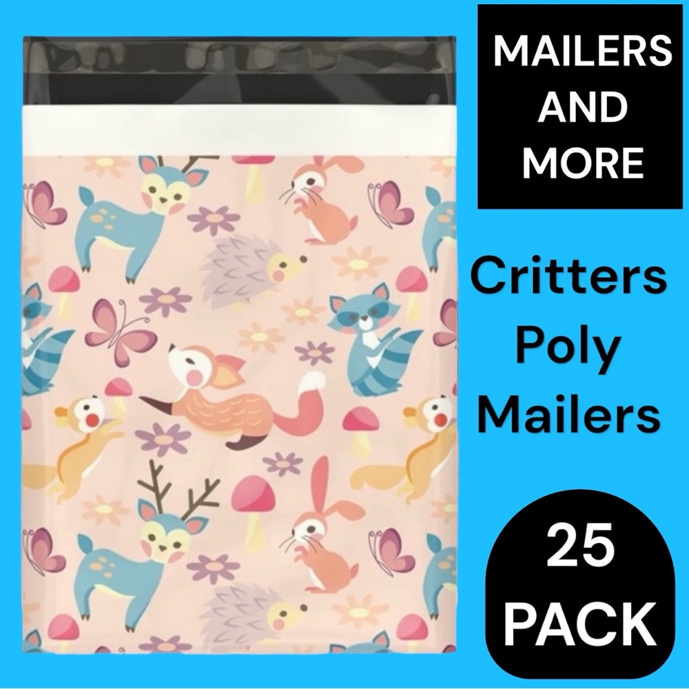 25 10X13 Poly Mailers Woodland Critters, Shipping Envelopes PRICE IS FIRM Fall - Picture 2 of 6